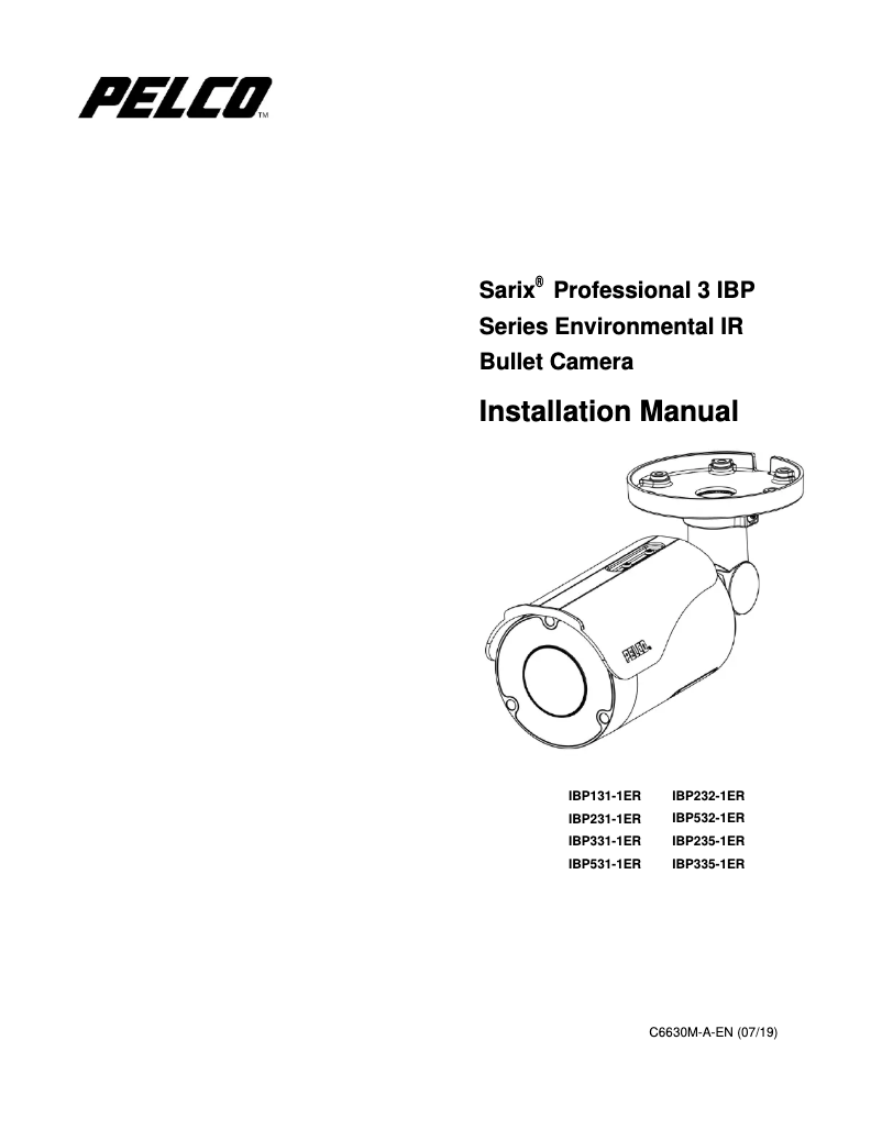 Page 1 de la notice Manuel utilisateur Pelco Sarix Professional IBP331-1ER