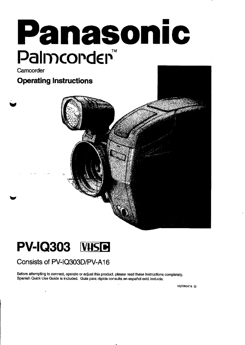Page 1 de la notice Manuel utilisateur Panasonic Palmcorder PV-IQ303