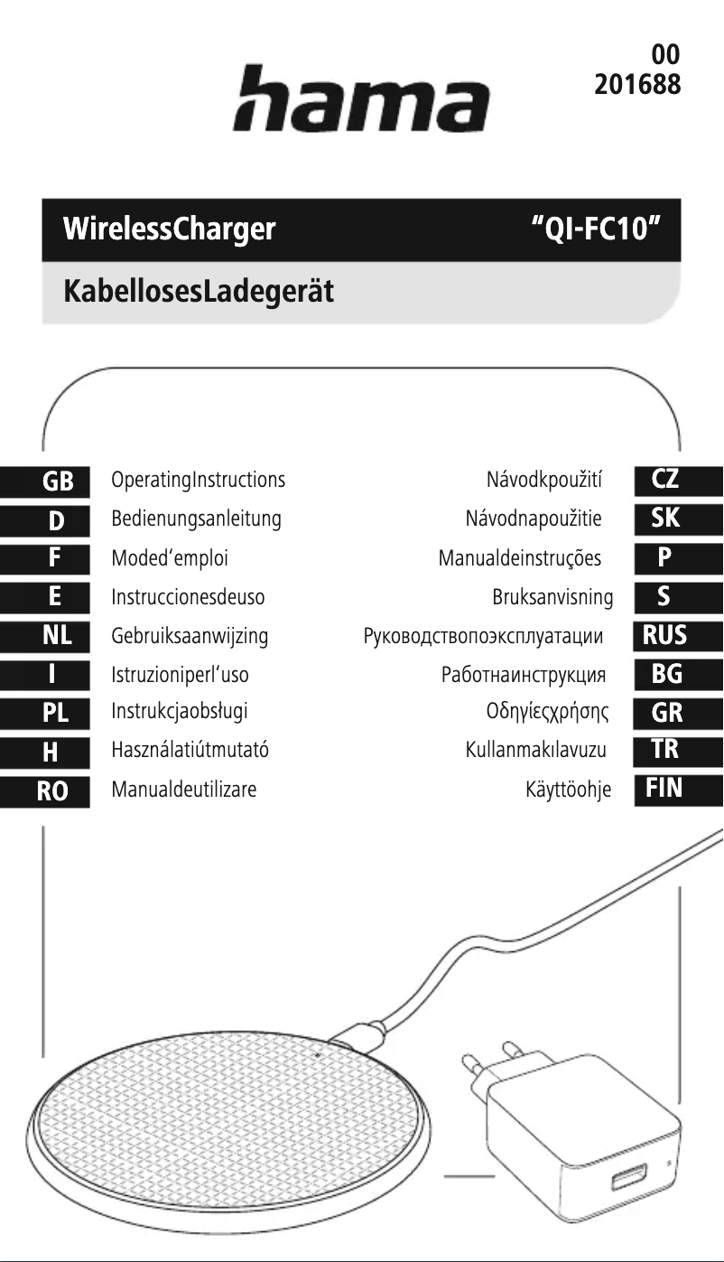 Page 1 de la notice Manuel utilisateur Hama QI-FC10