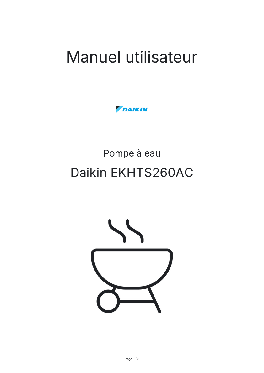 Image de la première page du manuel de l'appareil EKHTS260AC