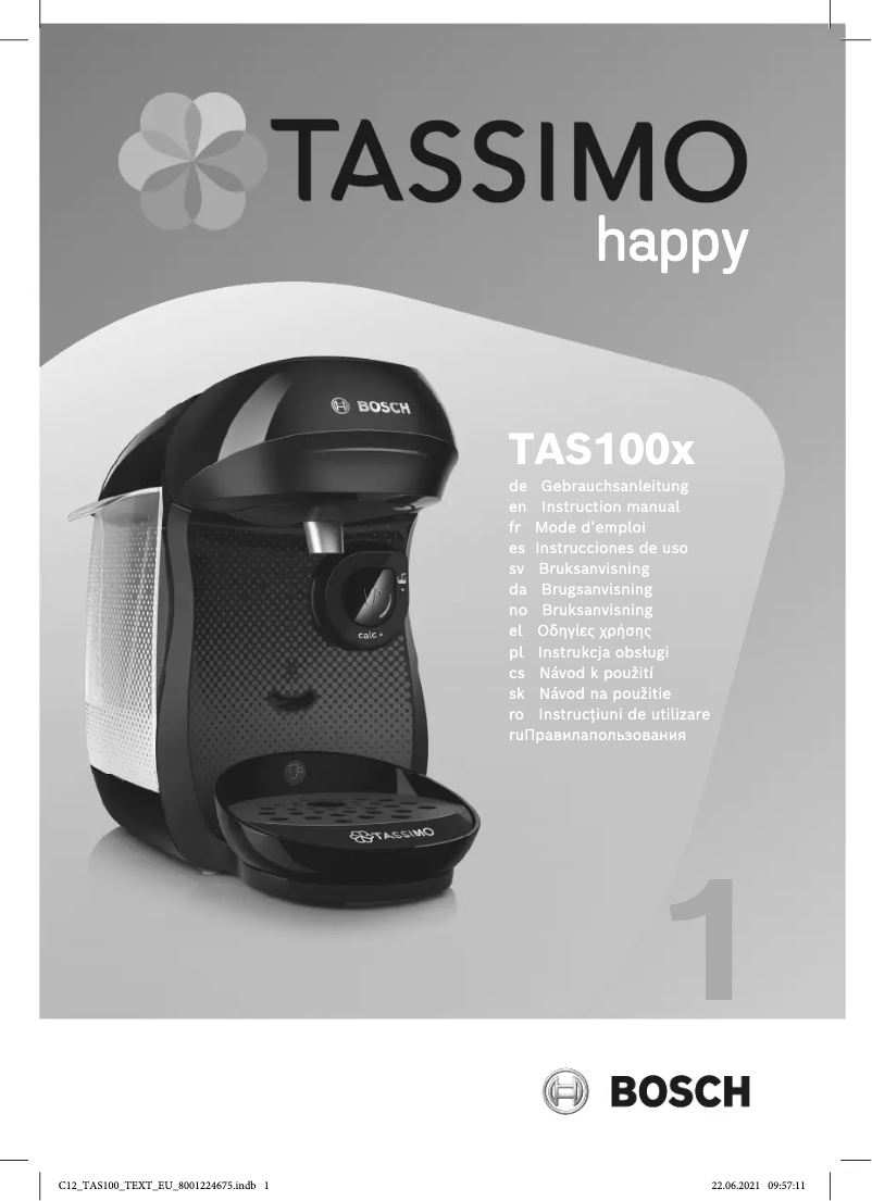 Page 1 de la notice Manuel utilisateur Bosch Tassimo Happy TAS1009
