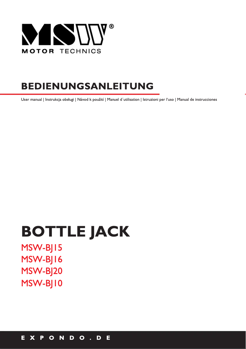 Page 1 de la notice Manuel utilisateur MSW MSW-BJ20