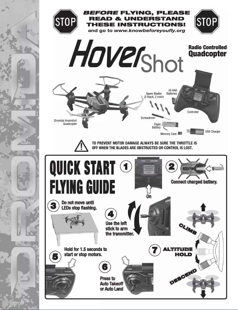 Page 1 de la notice Manuel utilisateur Dromida HoverShot