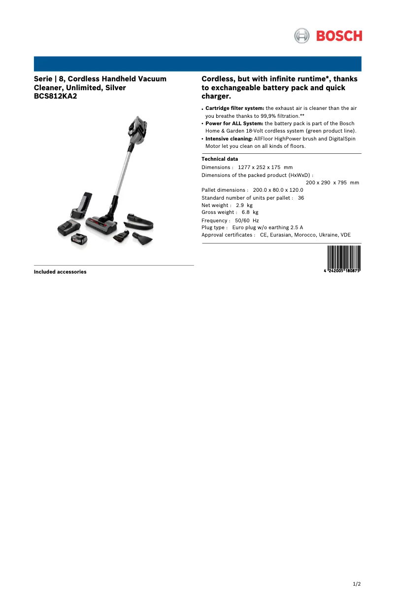 Image de la première page du manuel de l'appareil BCS812KA2