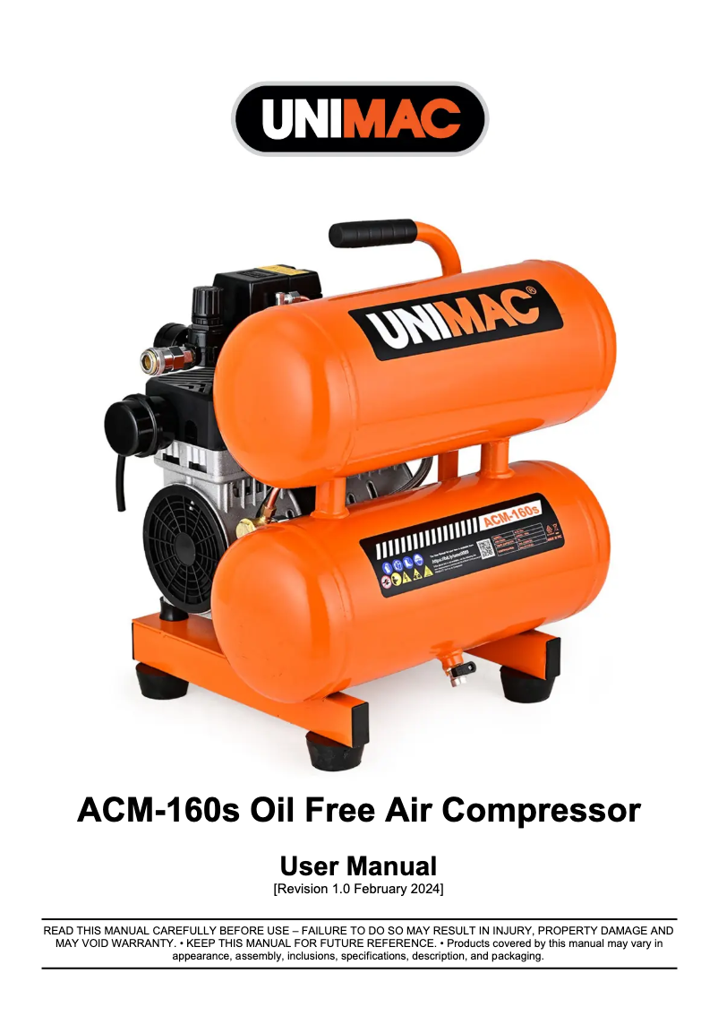 Page 1 de la notice Manuel utilisateur Unimac ACM-160s