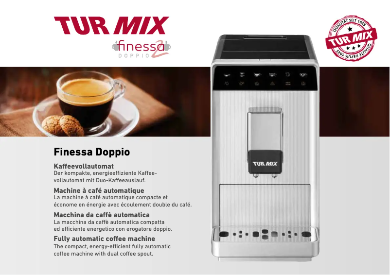 Page 1 de la notice Manuel utilisateur Turmix Finessa Doppio