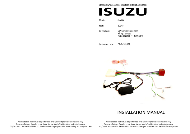 Page n°1 - Manuel utilisateur Pioneer CA-R-ISU.001