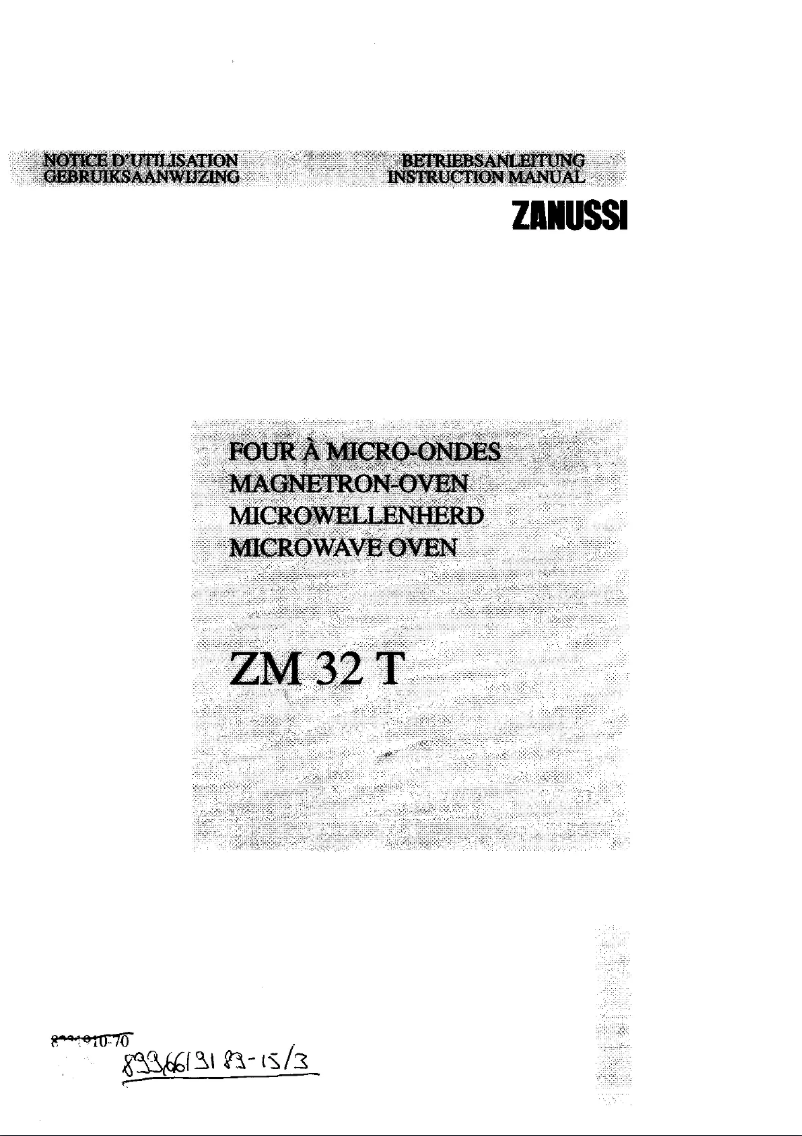 Page 1 de la notice Manuel utilisateur Zanussi ZM32T