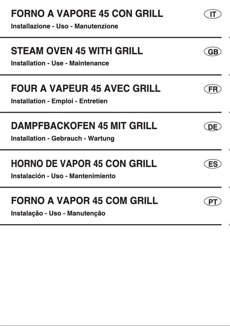 Page 1 de la notice Manuel utilisateur Fulgor Milano FUSO 4505 MT MBK