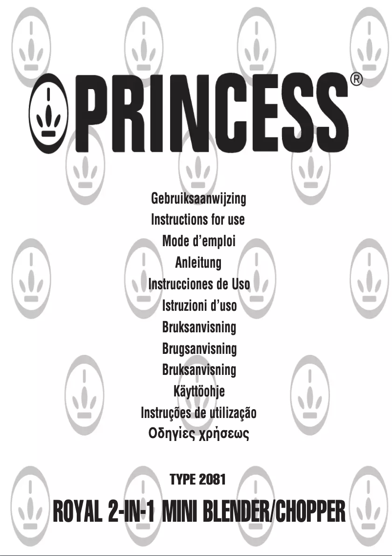 Page 1 de la notice Manuel utilisateur Princess Royal 2-in-1 Mini Chopper 212081