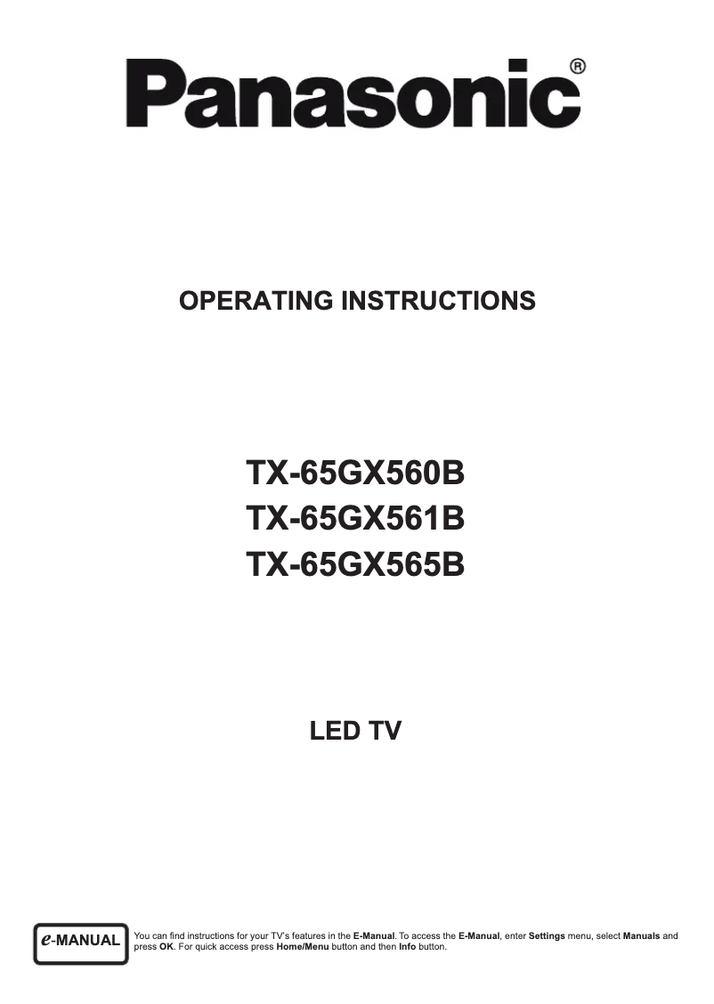 Image de la première page du manuel de l'appareil TX-65GX560B