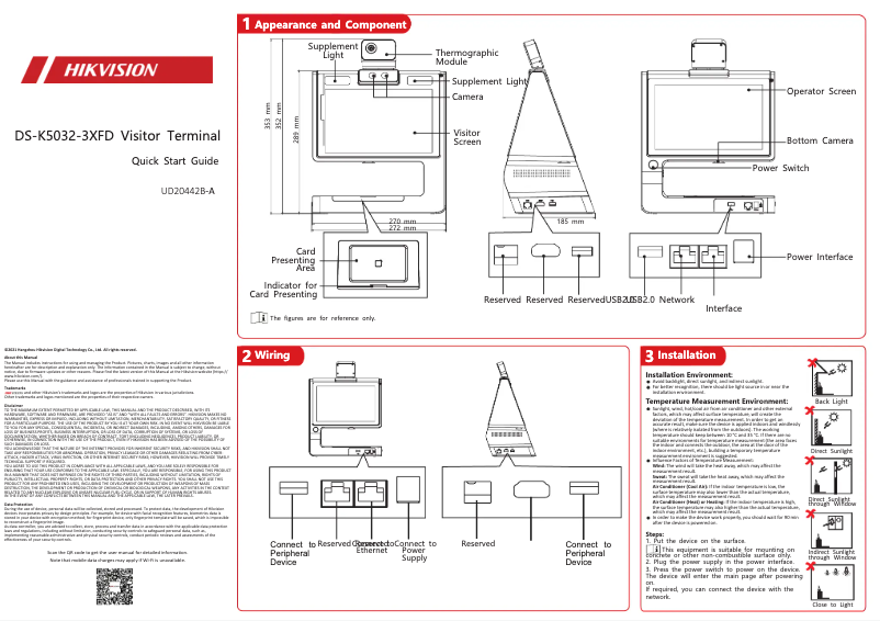 Page 1 de la notice Guide de démarrage rapide Hikvision DS-K5032-3XFD