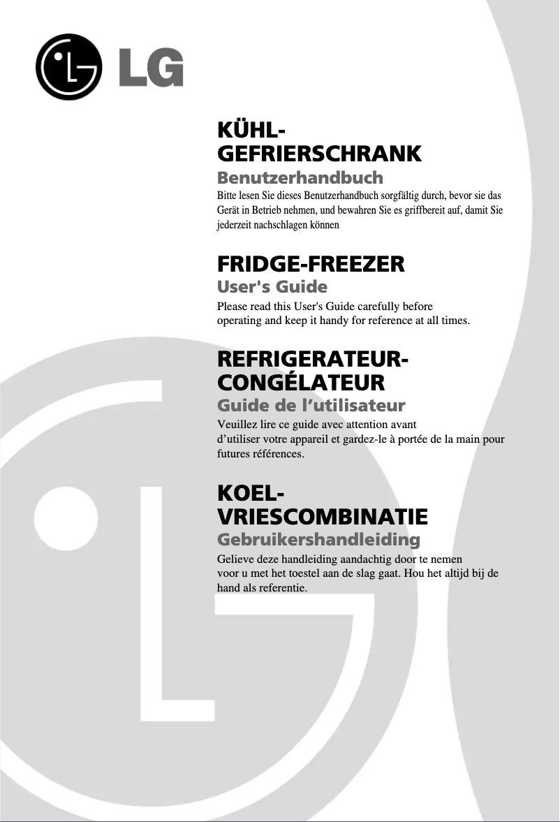 Image de la première page du manuel de l'appareil GR-B459BAGZ