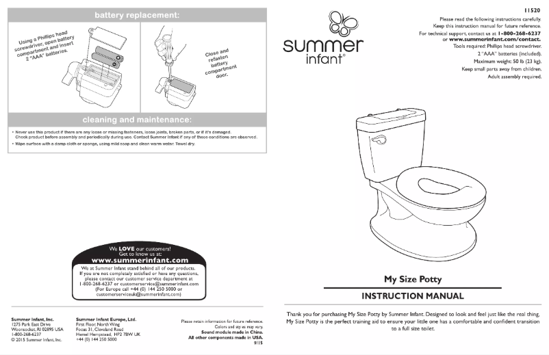 Page 1 de la notice Manuel utilisateur Summer Infant My Size Potty 11520