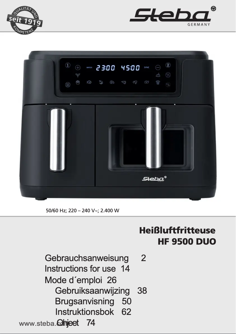 Page n°1 - Manuel utilisateur Steba HF 9500 DUO