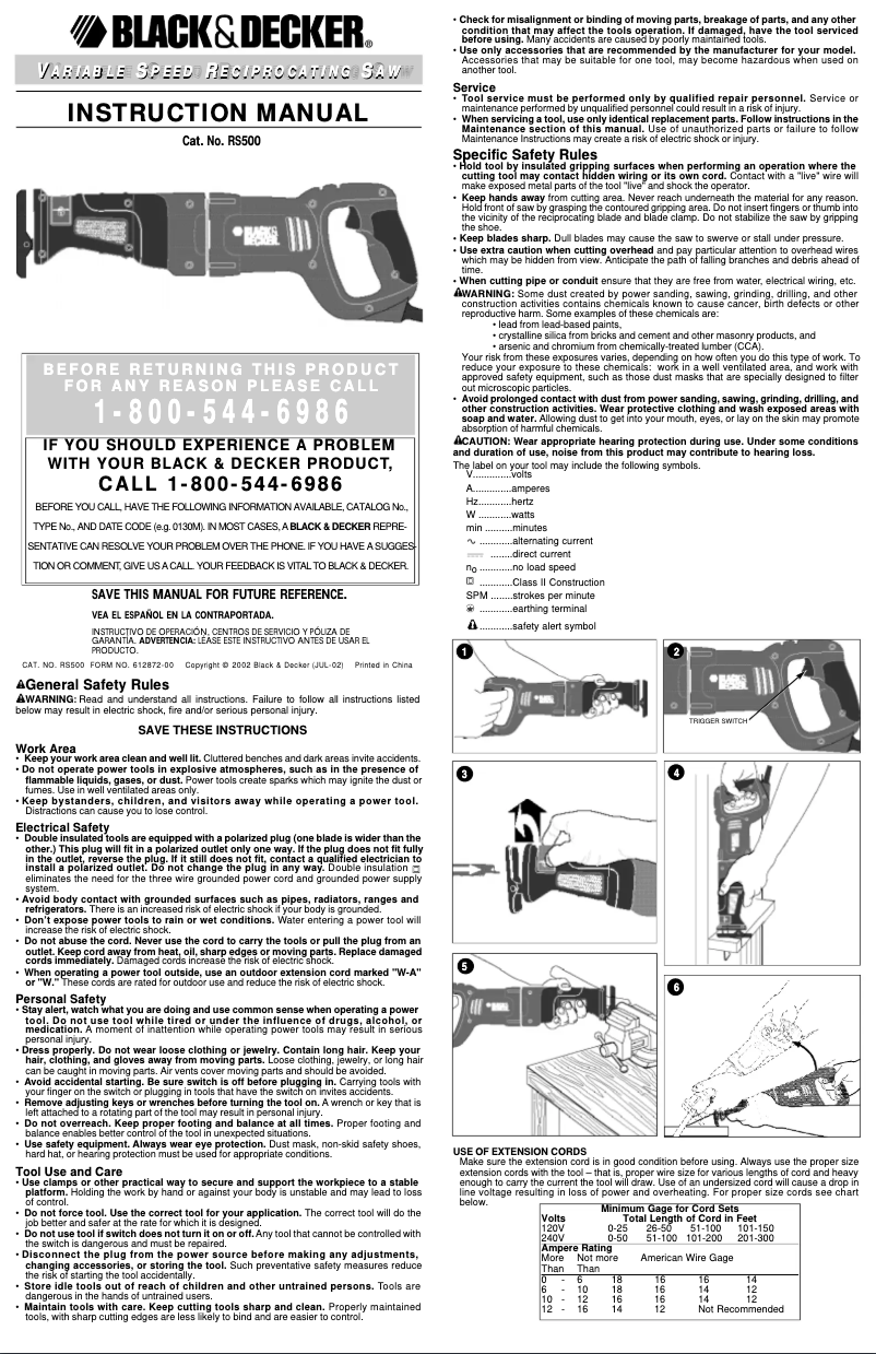 Page n°1 - Manuel utilisateur Black & Decker RS500K