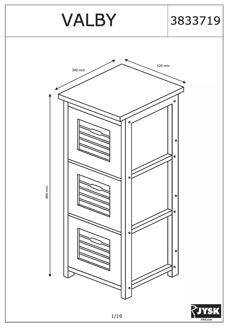 Page n°1 - Manuel utilisateur JYSK Valby (32x86x30)