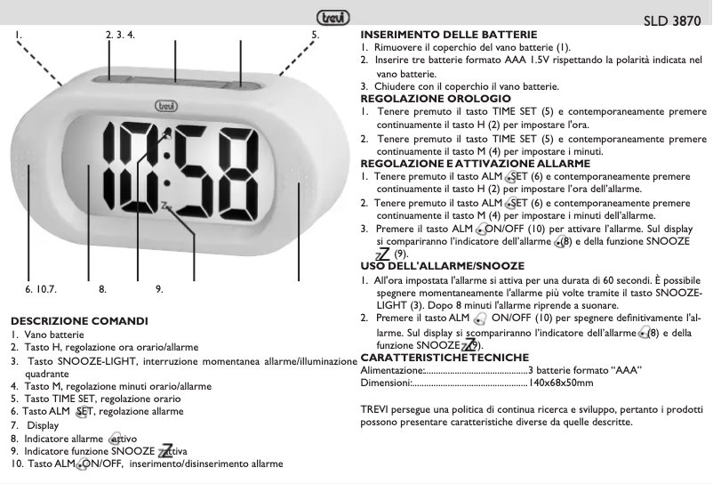 Page n°1 - Manuel utilisateur Trevi SLD 3870