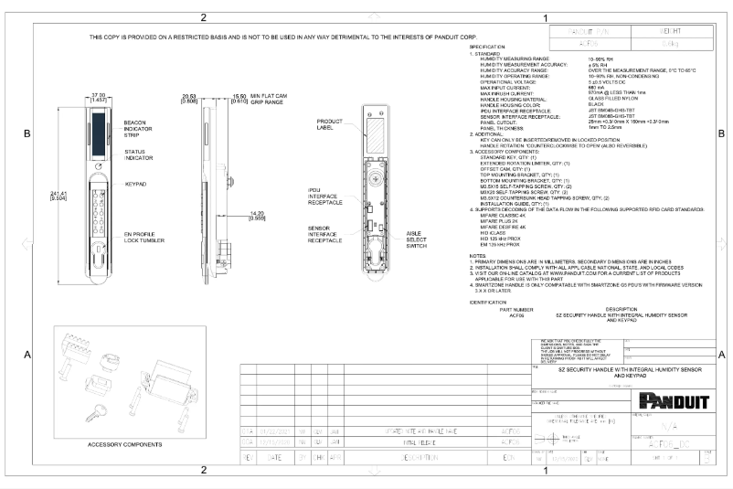 Page 1 de la notice Dessin technique Panduit ACF06