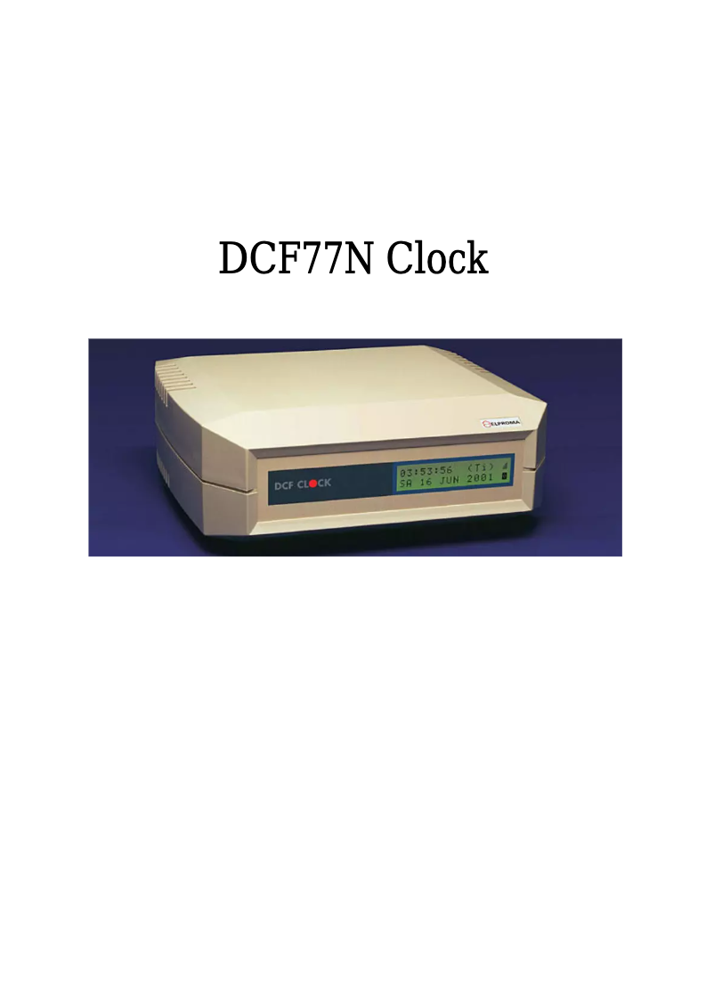 Page n°1 - Manuel utilisateur Elproma DCF77N