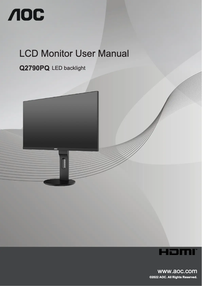 Page 1 de la notice Manuel utilisateur AOC Q2790PQ