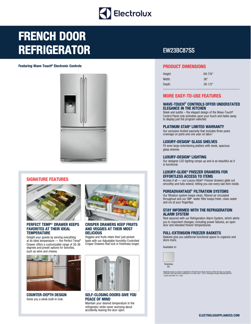 Page n°1 - Fiche technique Electrolux EW23BC87