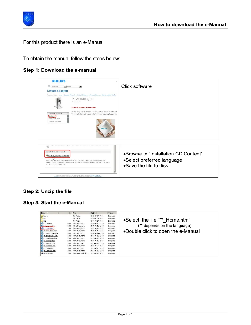 Page 1 de la notice Manuel utilisateur Philips ToUcam II