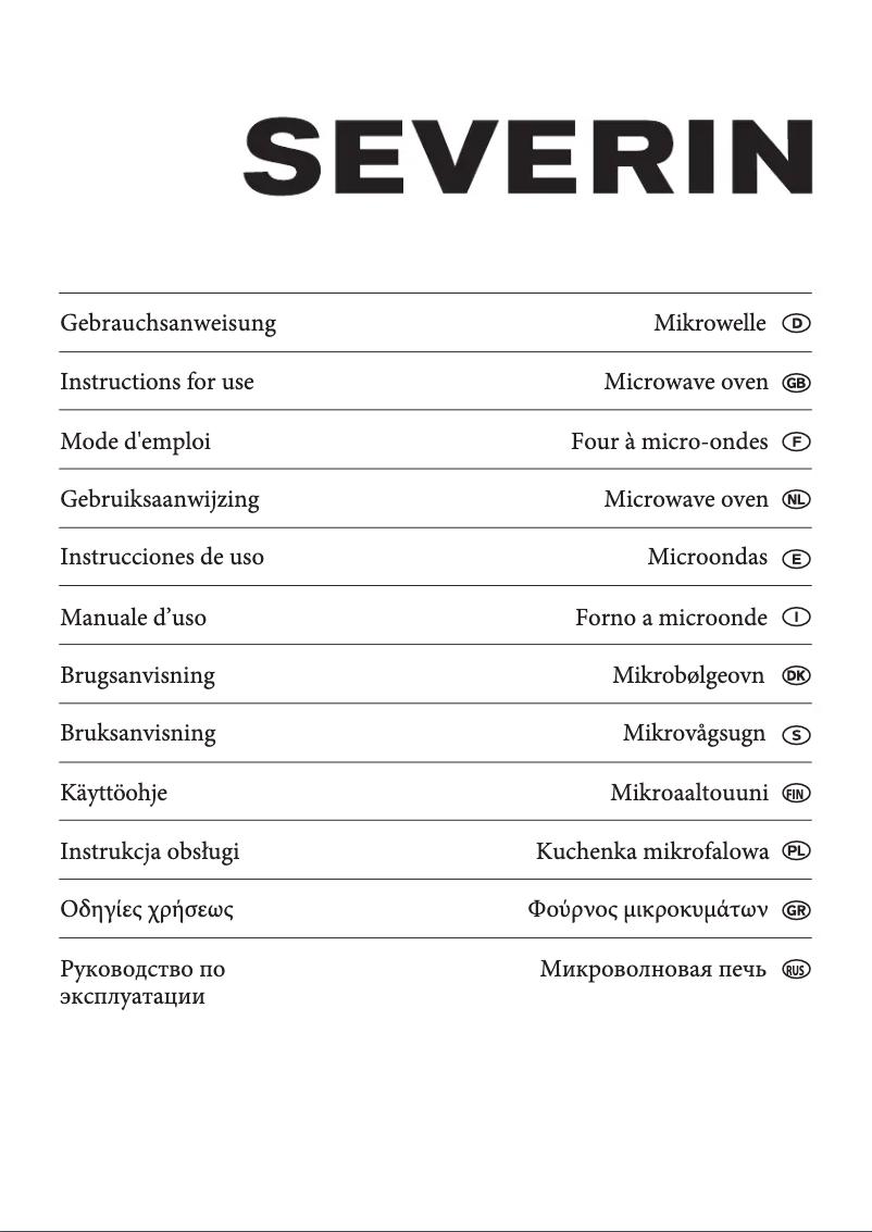 Page n°1 - Manuel utilisateur Severin MW 9718