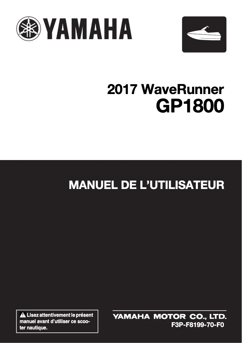 Page n°1 - Manuel utilisateur Yamaha WaveRunner GP1800 (2017)