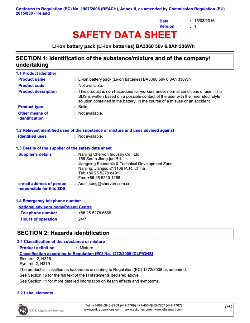 Page 1 de la notice Instructions de sécurité EGO BA3360