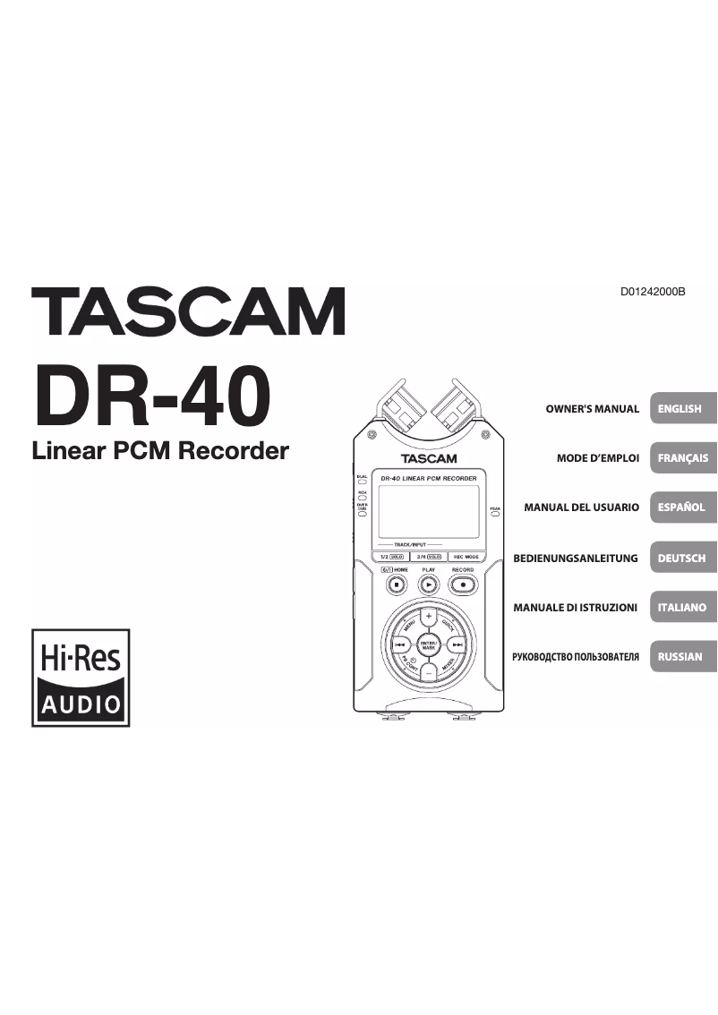 Page n°1 - Manuel utilisateur Tascam DR-40