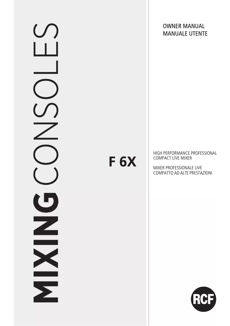 Page n°1 - Manuel utilisateur RCF F 6X