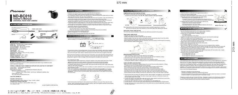 Page 1 de la notice Manuel utilisateur Pioneer ND-BC010