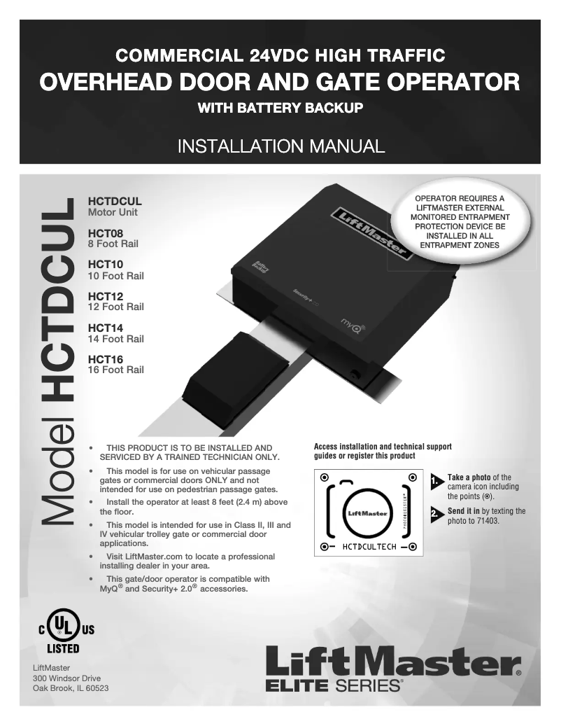 Page n°1 - Manuel utilisateur LiftMaster HCT14