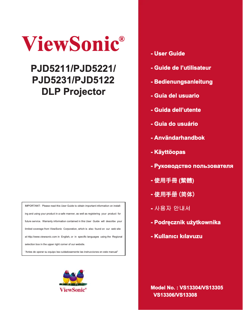 Page 1 de la notice Manuel utilisateur Viewsonic PJD5221