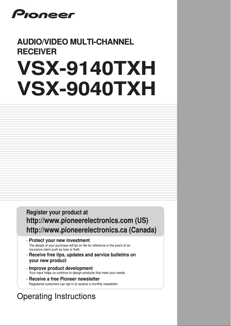 Image de la première page du manuel de l'appareil VSX-9040TXH