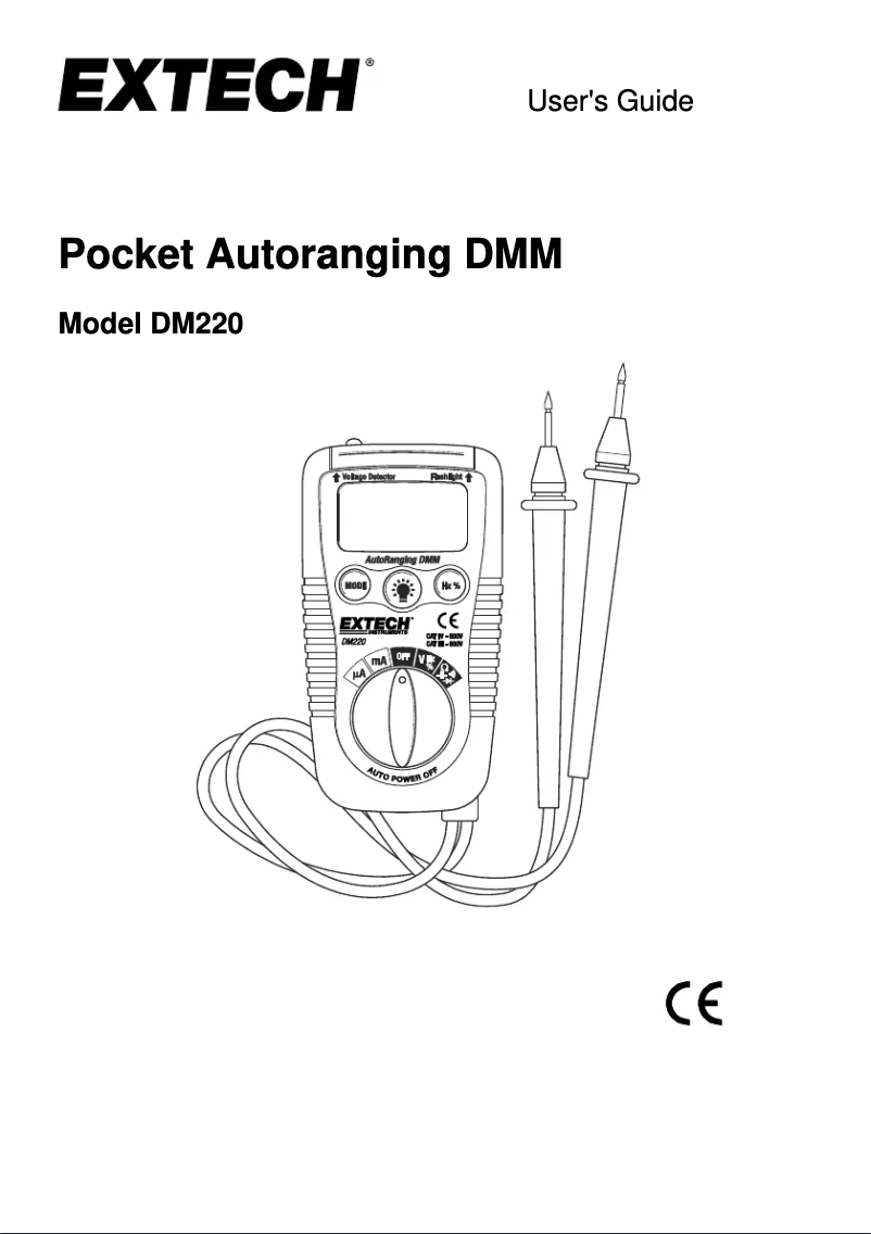 Page 1 de la notice Manuel utilisateur Extech DM220