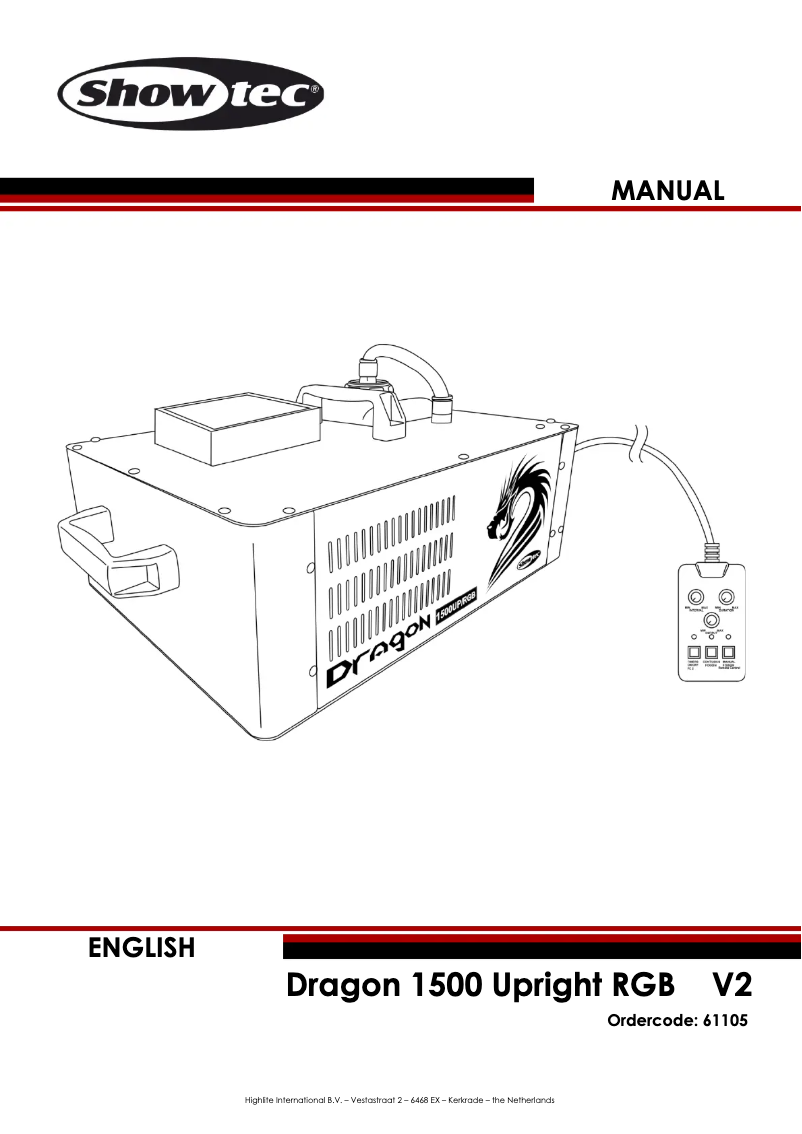 Page n°1 - Manuel utilisateur Showtec Dragon 1500 Upright RGB