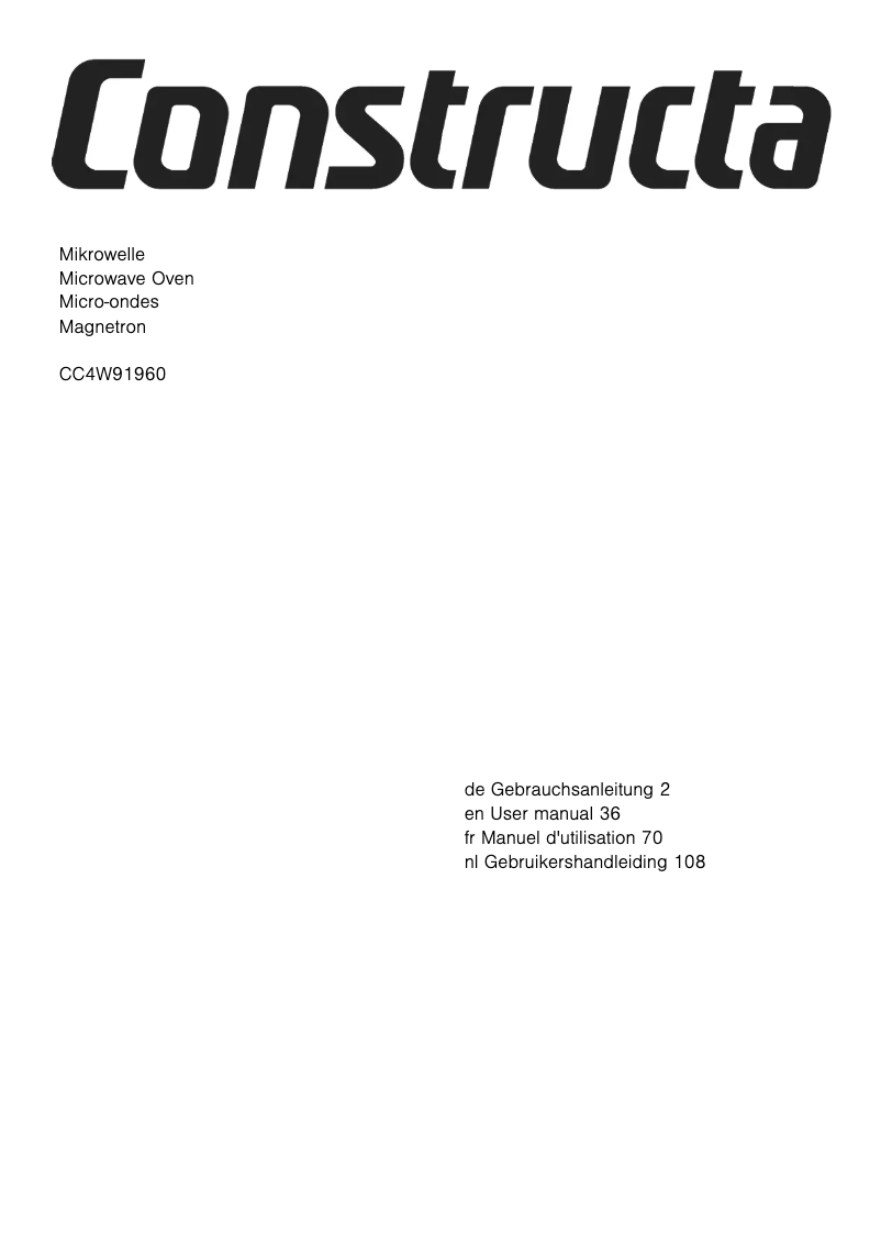 Page n°1 - Manuel utilisateur Constructa CC4W91960