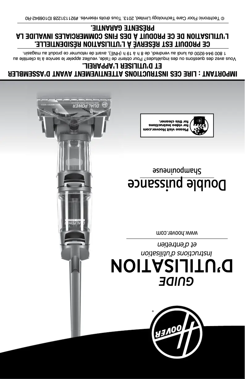 Imagen de la primera página del manual del dispositivo Dual Power Carpet Cleaner