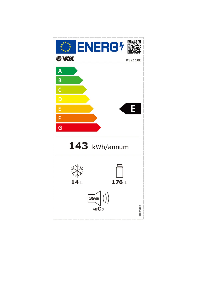 Página 1 del manual Etiqueta energética VOX KS 2110 E