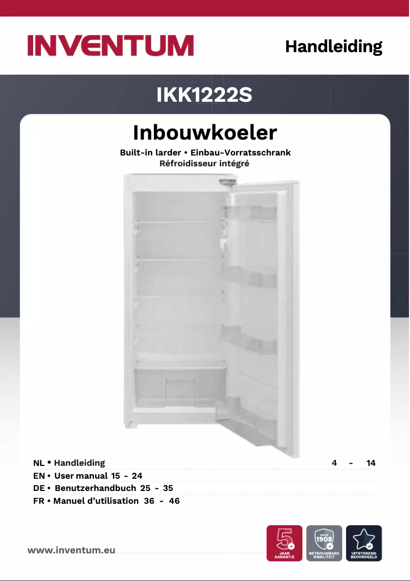 Page 1 of the manual User Manual Inventum IKK1222S