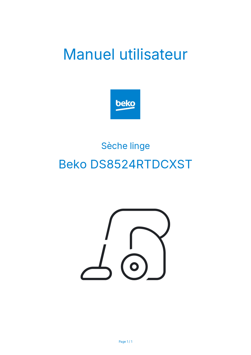 Page n°1 - Manuel utilisateur Beko DS8524RTDCXST