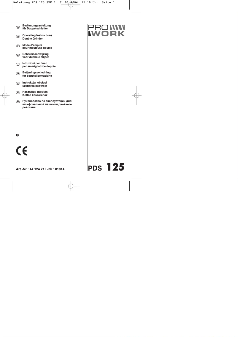 Page n°1 - Manuel utilisateur Prowork PDS 125