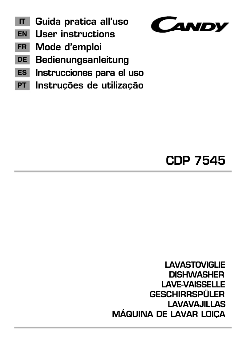 Page 1 de la notice Manuel utilisateur Candy CDP 7545