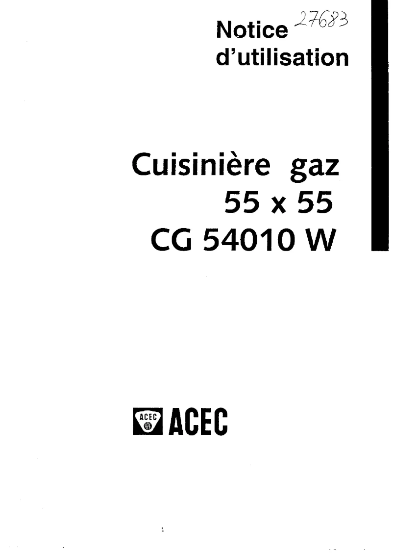 Page n°1 - Manuel utilisateur Acec CG 54010 W