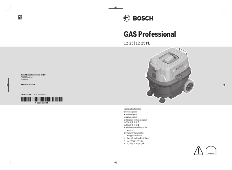 Page 1 de la notice Manuel utilisateur Bosch GAS 12-25 PL Professional
