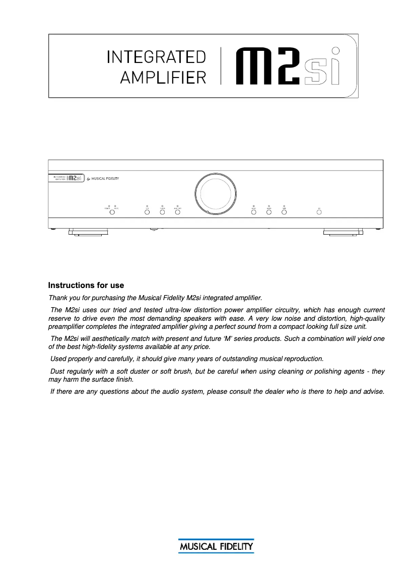 Page n°1 - Manuel utilisateur Musical Fidelity M2si