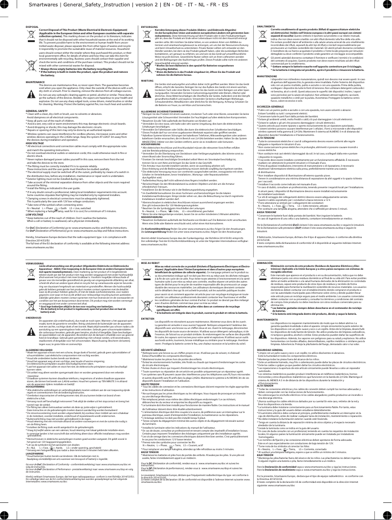 Page n°1 - Instructions de sécurité Smartwares FWA-18200