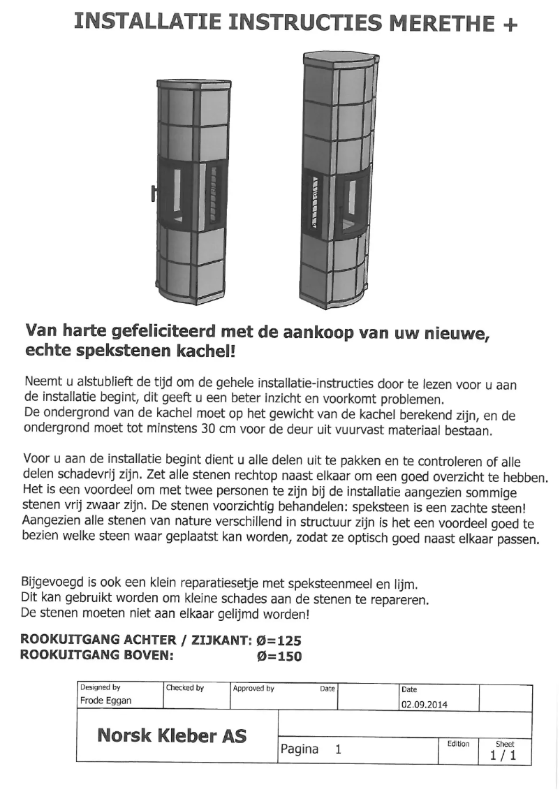 Page 1 de la notice Manuel utilisateur Norsk Kleber Merethe +